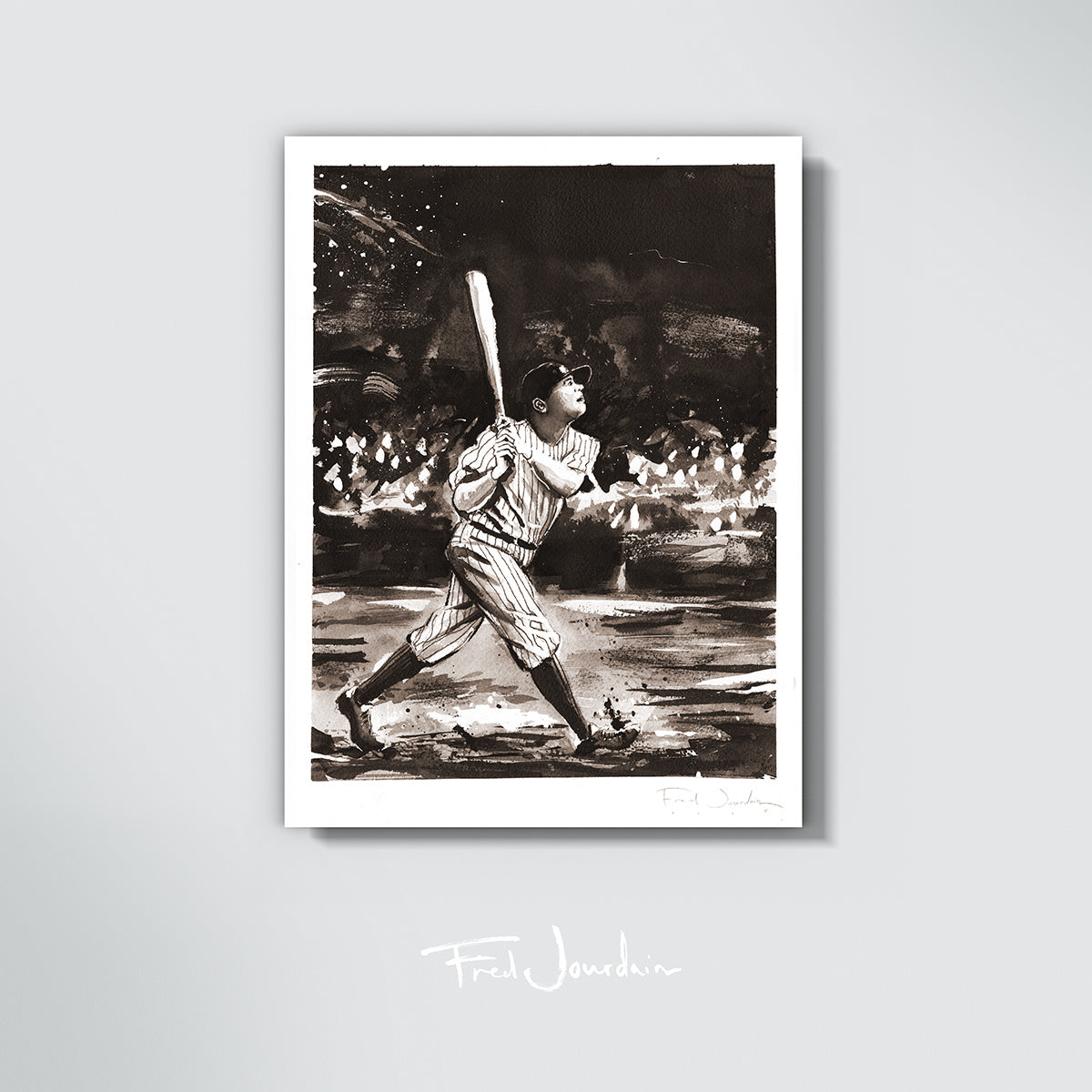 Babe Ruth - gouache - 9 "x 12"