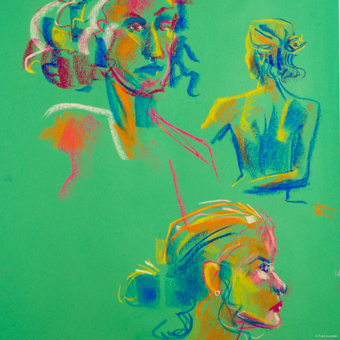 Trio vert - Pastel - 18" x 24"
